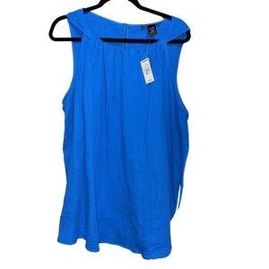 Ashley Stewart Blue Sleeveless Tank Top, Size 18/20 NWT